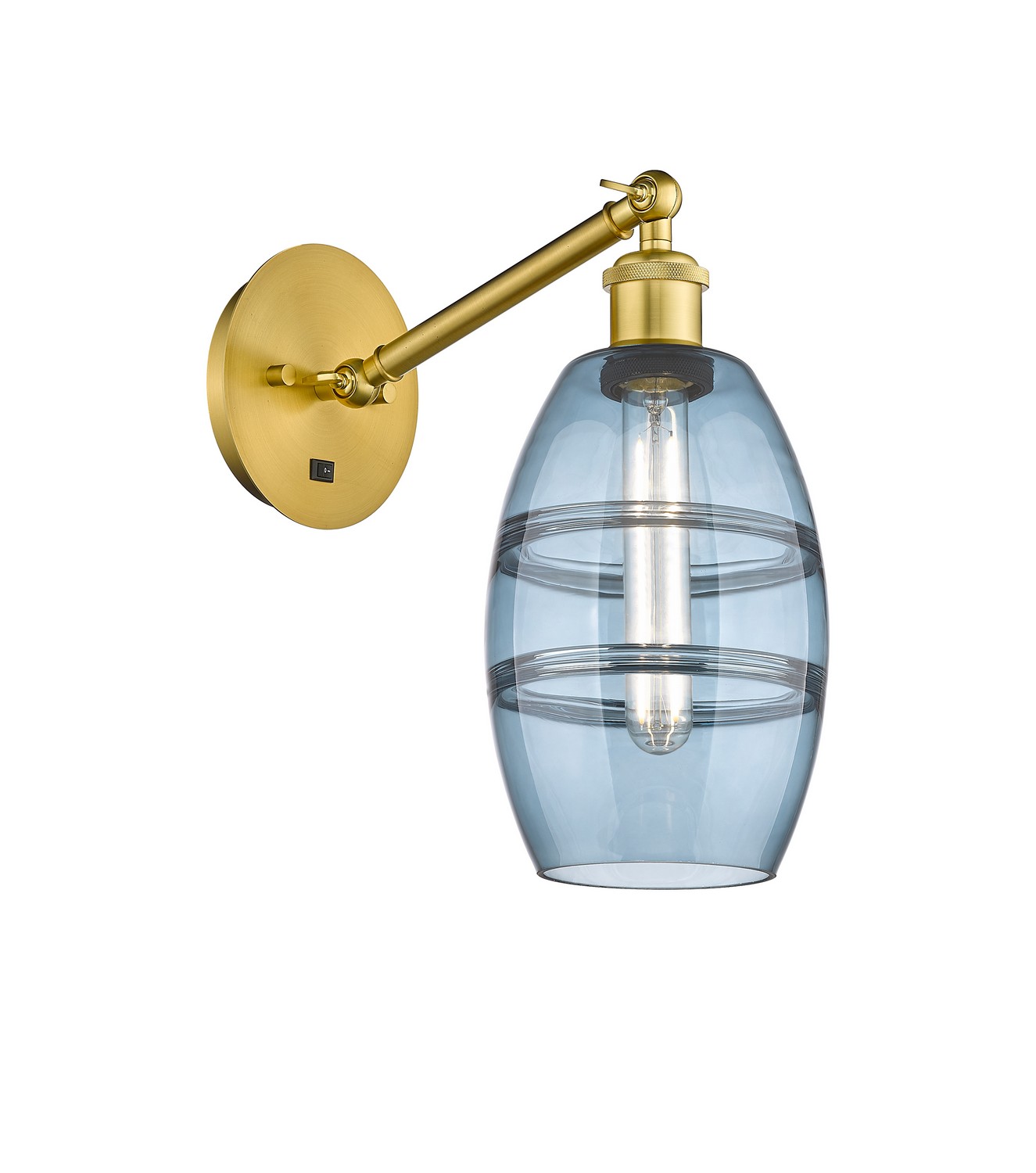 One Light Wall Sconce by Innovations - Ballston Collection, Satin Gold Finish - 317-1W-SG-G557-6BL