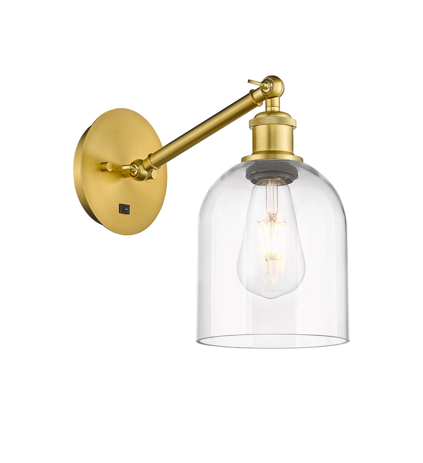 One Light Wall Sconce by Innovations - Ballston Collection, Satin Gold Finish - 317-1W-SG-G558-6CL