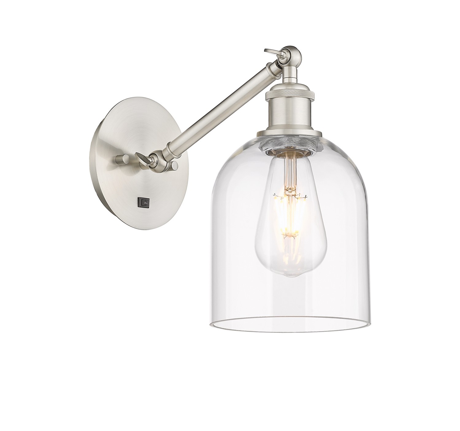 One Light Wall Sconce by Innovations - Ballston Collection, Brushed Satin Nickel Finish - 317-1W-SN-G558-6CL