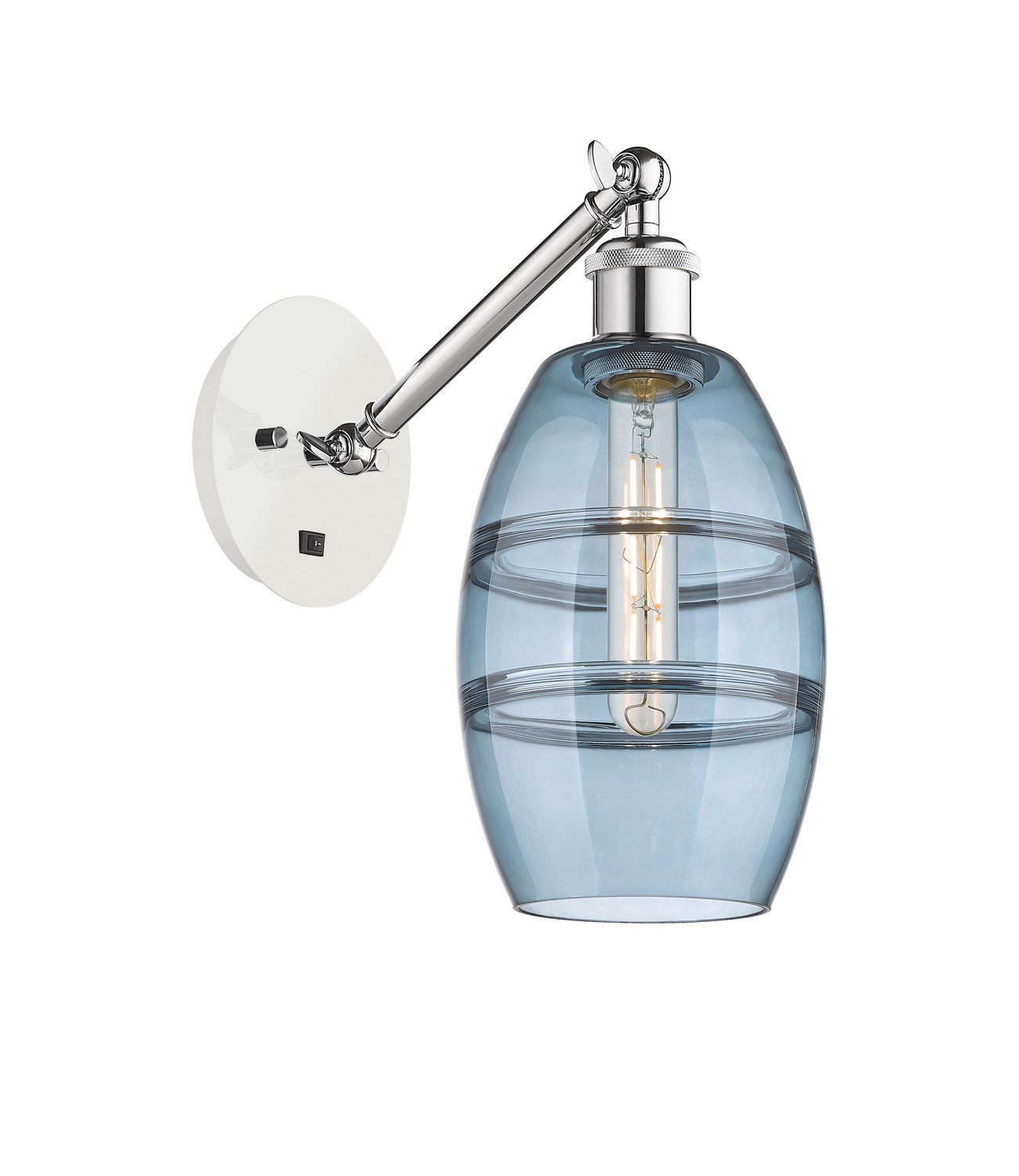 One Light Wall Sconce by Innovations - Ballston Collection, White Polished Chrome Finish - 317-1W-WPC-G557-6BL