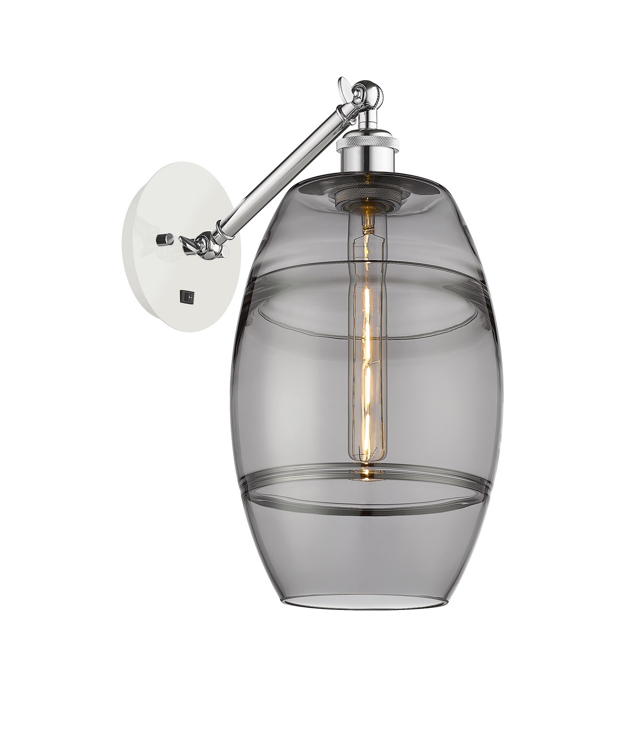 One Light Wall Sconce by Innovations - Ballston Collection, White Polished Chrome Finish - 317-1W-WPC-G557-8SM