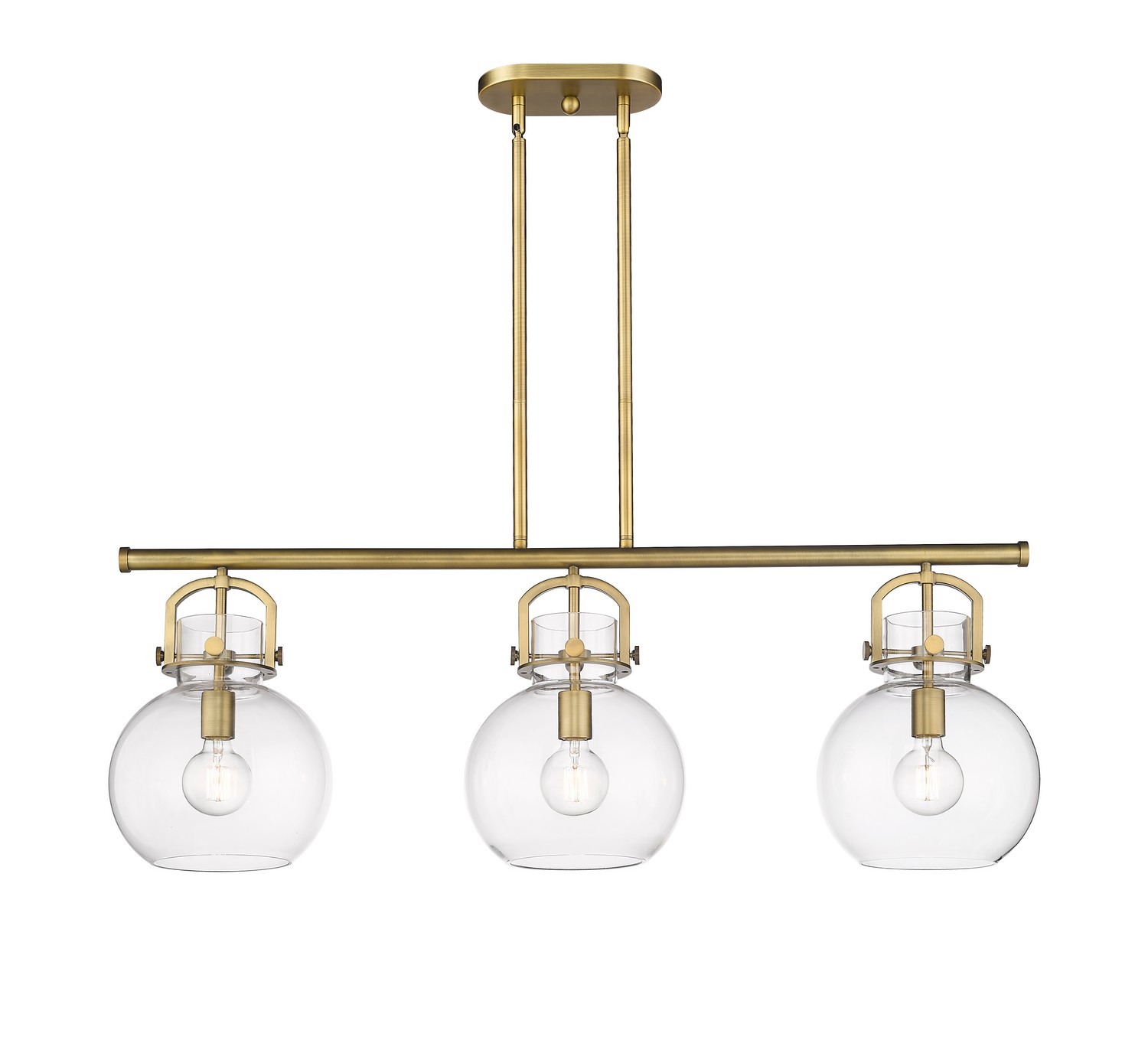 Three Light Island Pendant by Innovations - Downtown Urban Collection, Brushed Brass Finish - 410-3I-BB-G410-10CL