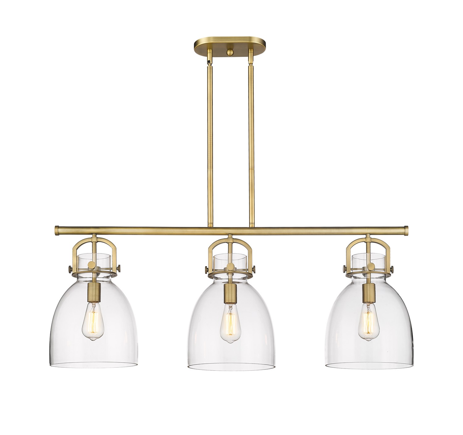 Three Light Island Pendant by Innovations - Downtown Urban Collection, Brushed Brass Finish - 410-3I-BB-G412-10CL
