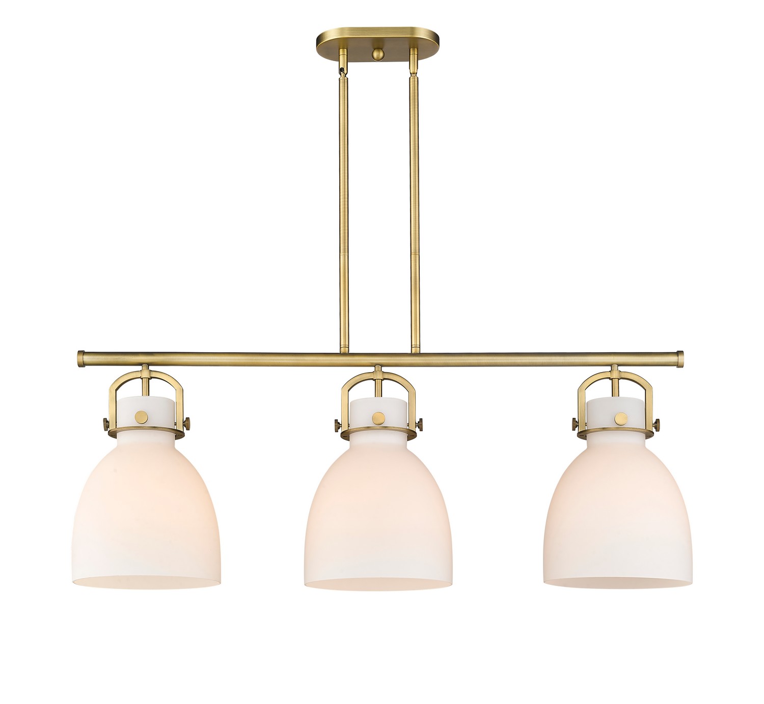 Three Light Island Pendant by Innovations - Downtown Urban Collection, Brushed Brass Finish - 410-3I-BB-G412-10WH