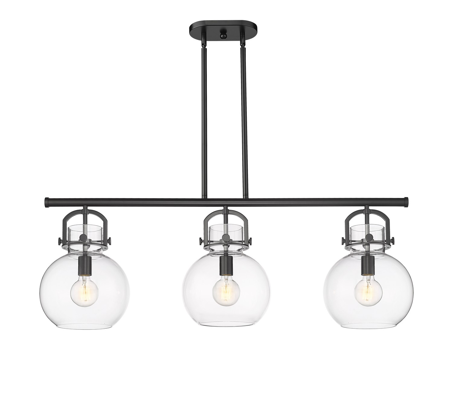 Three Light Island Pendant by Innovations - Downtown Urban Collection, Matte Black Finish - 410-3I-BK-G410-10CL
