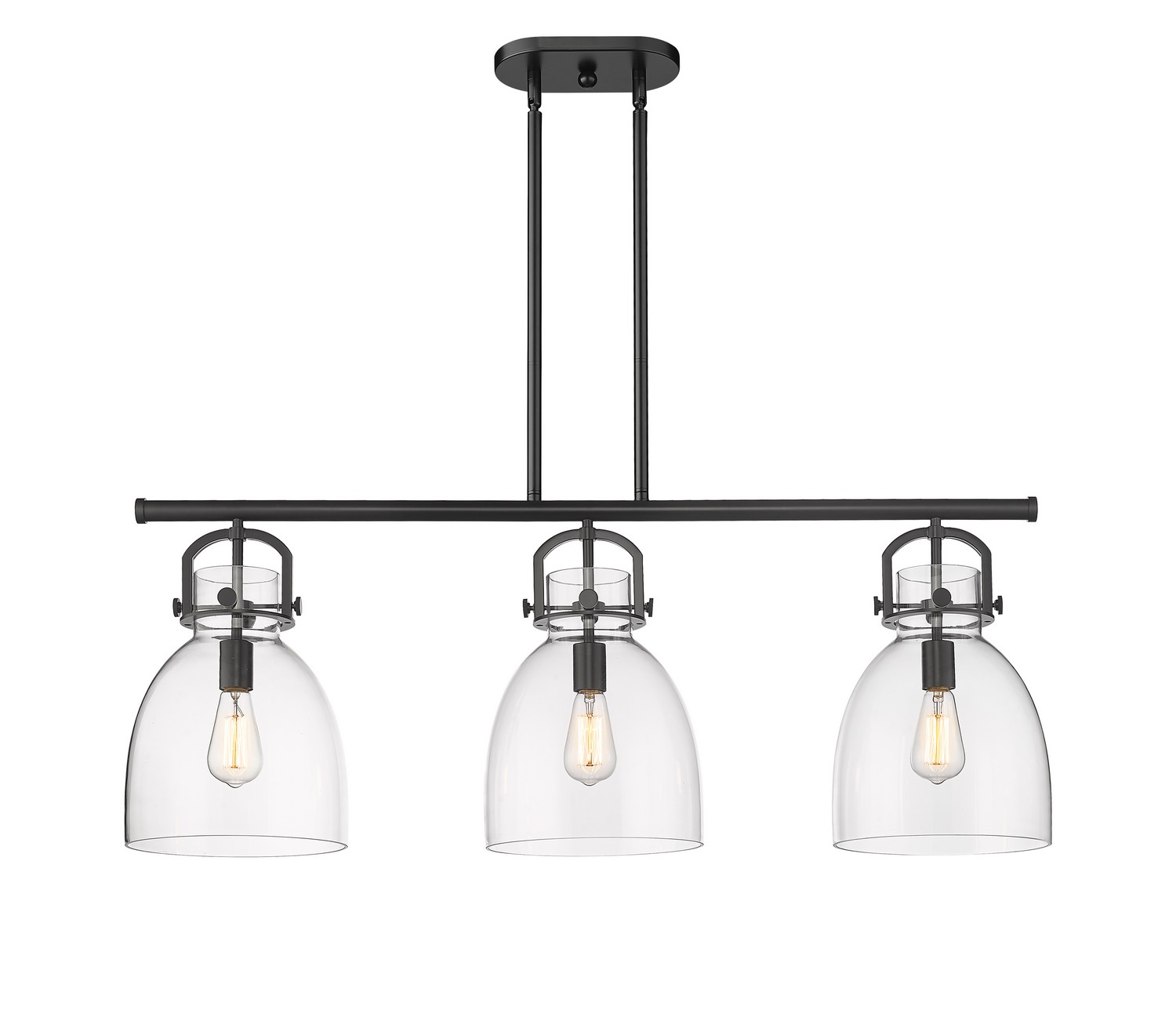 Three Light Island Pendant by Innovations - Downtown Urban Collection, Matte Black Finish - 410-3I-BK-G412-10CL