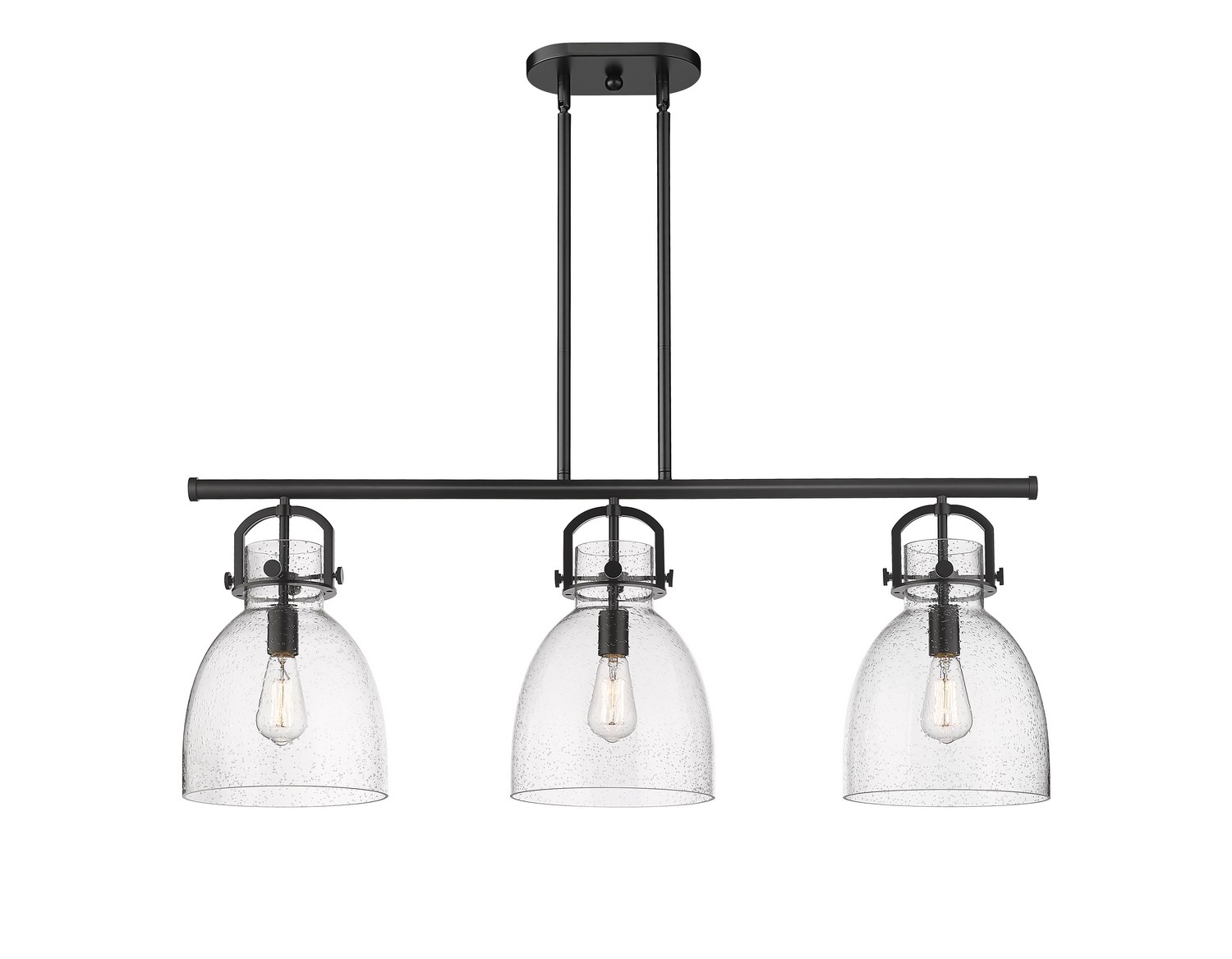 Three Light Island Pendant by Innovations - Downtown Urban Collection, Matte Black Finish - 410-3I-BK-G412-10SDY