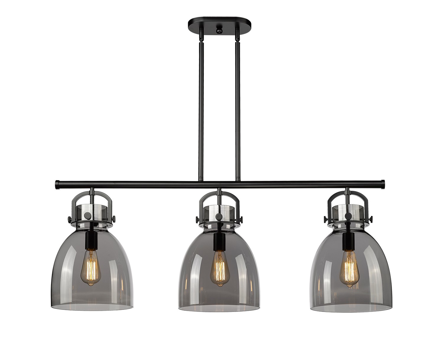Three Light Island Pendant by Innovations - Downtown Urban Collection, Matte Black Finish - 410-3I-BK-G412-10SM