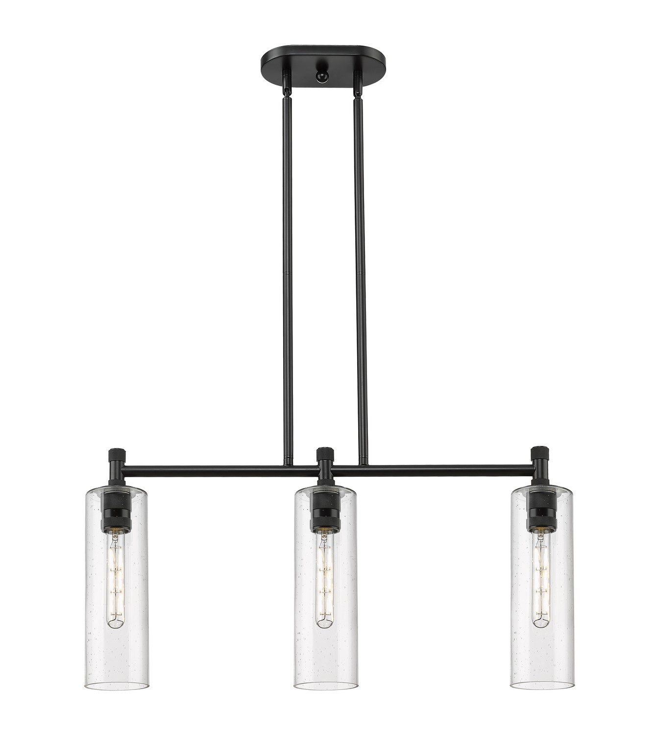Three Light Island Pendant by Innovations - Downtown Urban Collection, Matte Black Finish - 434-3I-BK-G434-12SDY