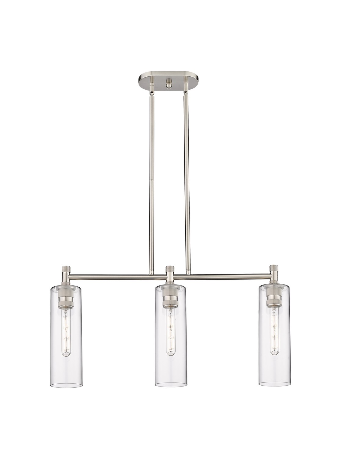 Three Light Island Pendant by Innovations - Downtown Urban Collection, Satin Nickel Finish - 434-3I-SN-G434-12CL