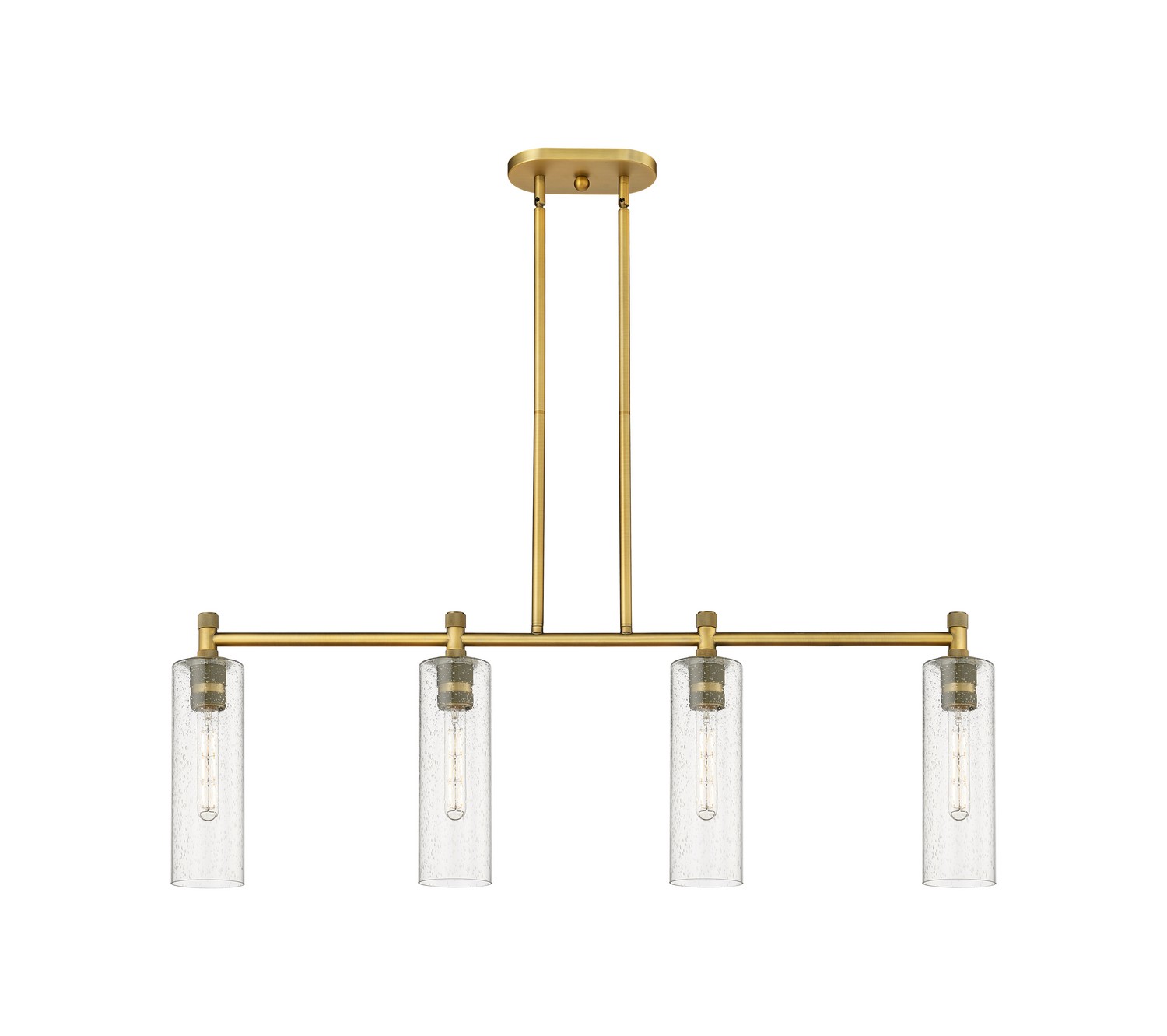 Four Light Island Pendant by Innovations - Downtown Urban Collection, Brushed Brass Finish - 434-4I-BB-G434-12SDY