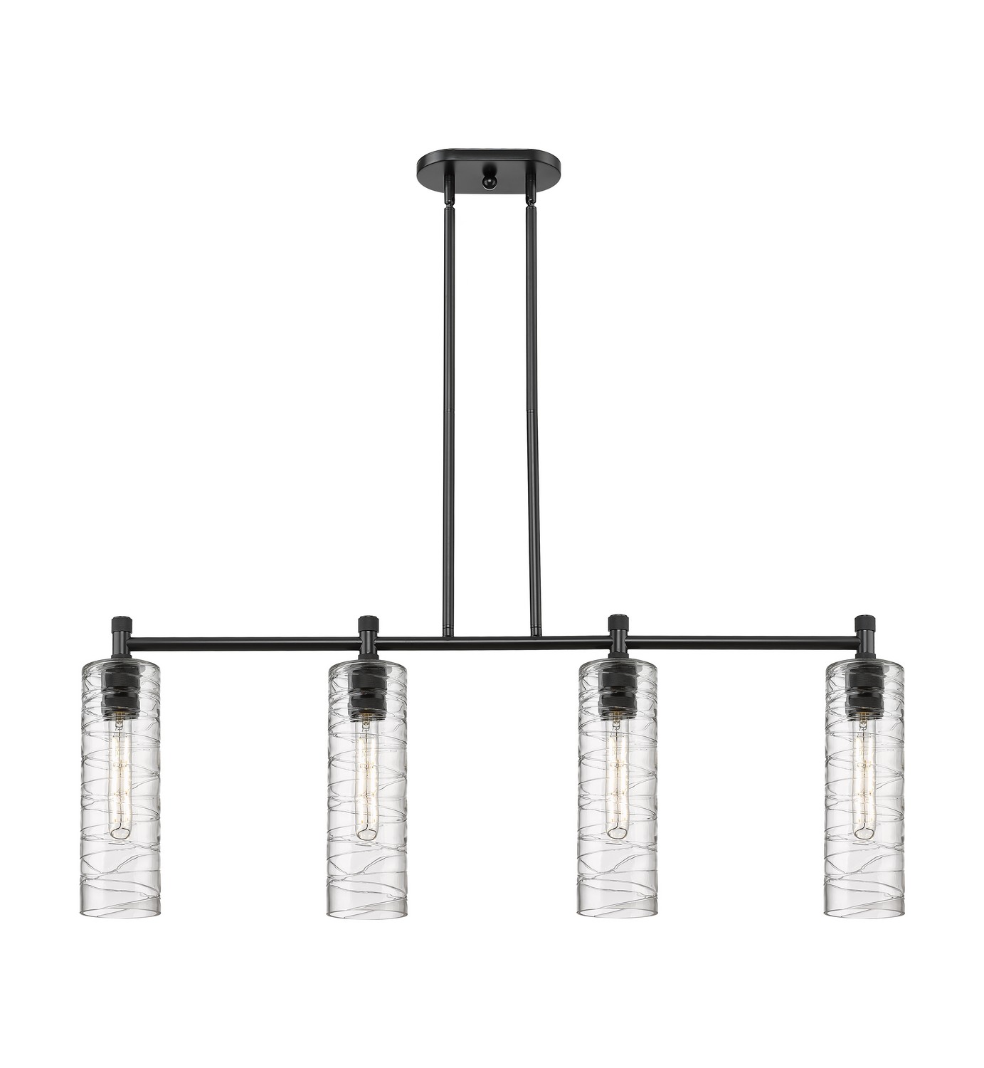 Four Light Island Pendant by Innovations - Downtown Urban Collection, Matte Black Finish - 434-4I-BK-G434-12DE