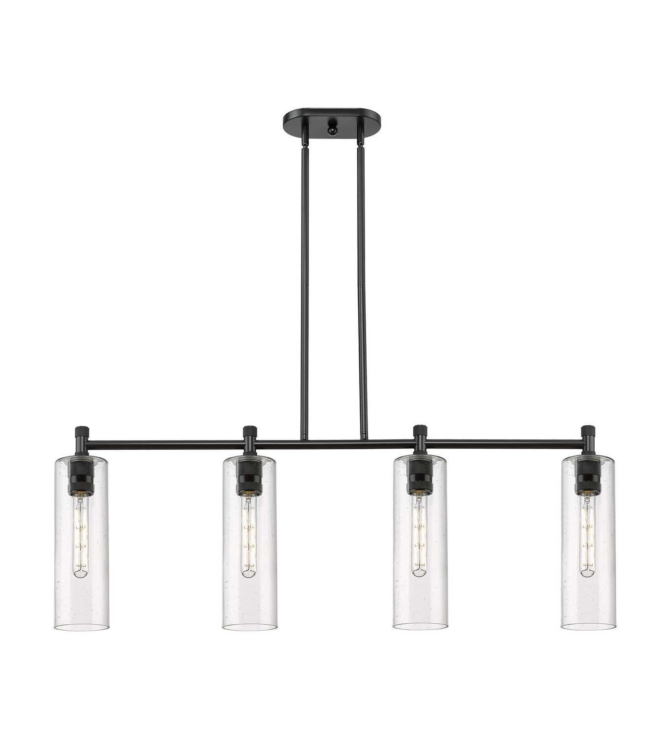 Four Light Island Pendant by Innovations - Downtown Urban Collection, Matte Black Finish - 434-4I-BK-G434-12SDY
