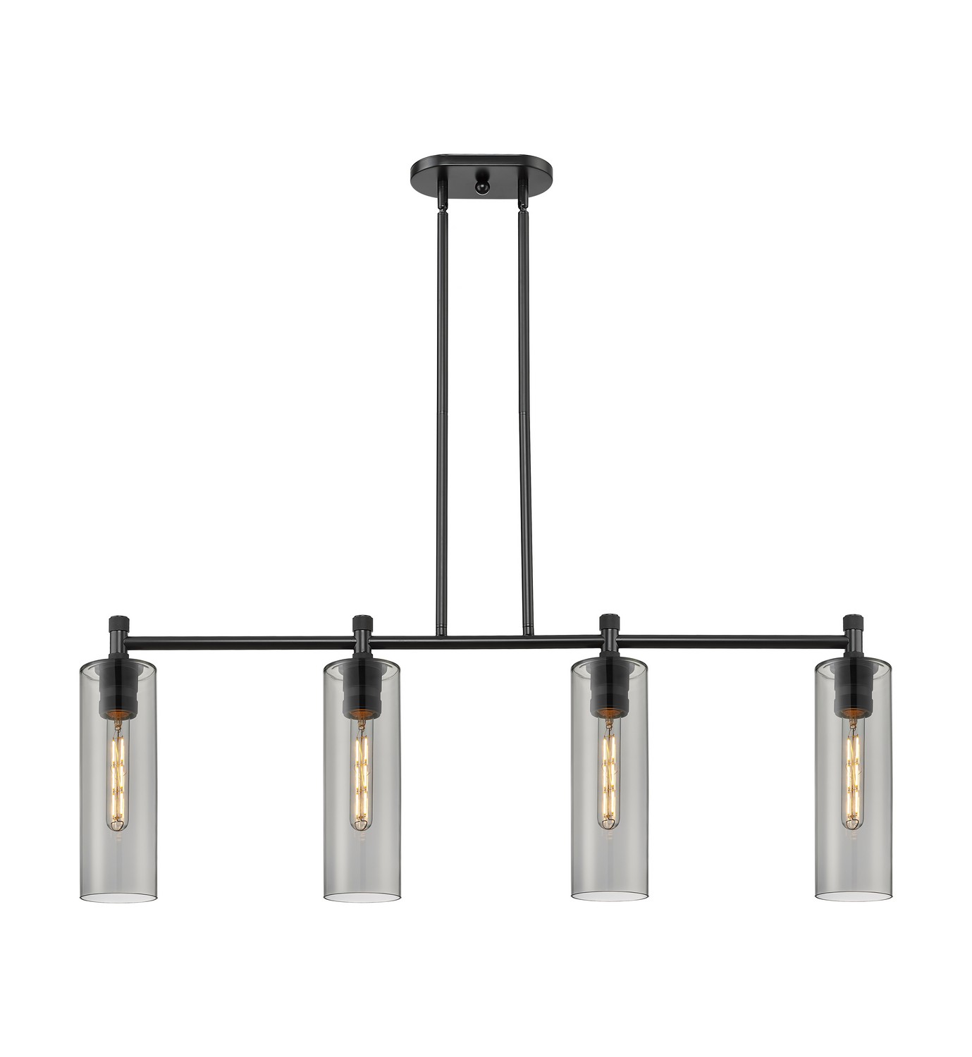 Four Light Island Pendant by Innovations - Downtown Urban Collection, Matte Black Finish - 434-4I-BK-G434-12SM