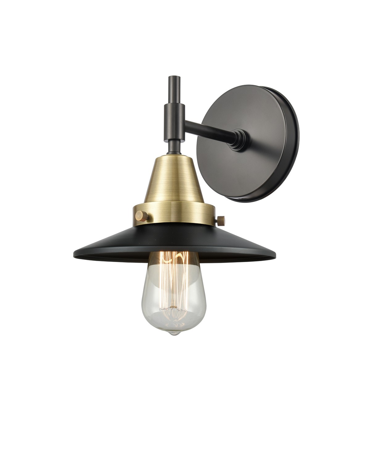 One Light Wall Sconce by Innovations - Caden Collection, Black Antique Brass Finish - 447-1W-BAB-M6-BK