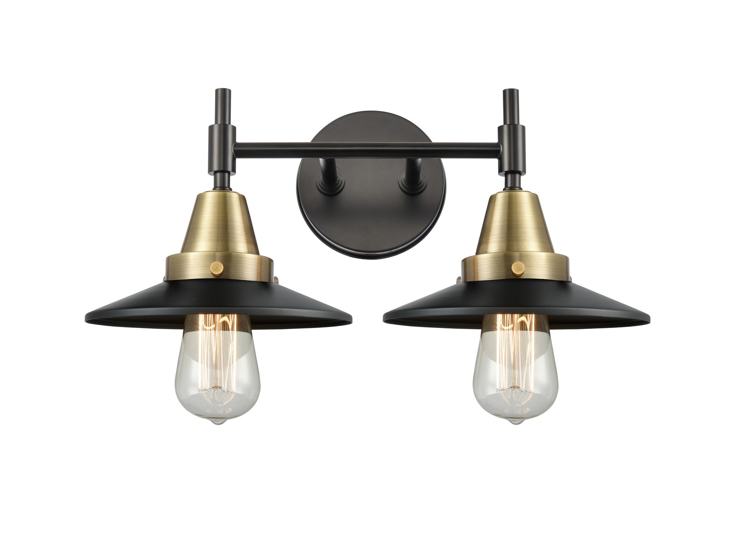 Two Light Bath Vanity by Innovations - Caden Collection, Black Antique Brass Finish - 447-2W-BAB-M6-BK