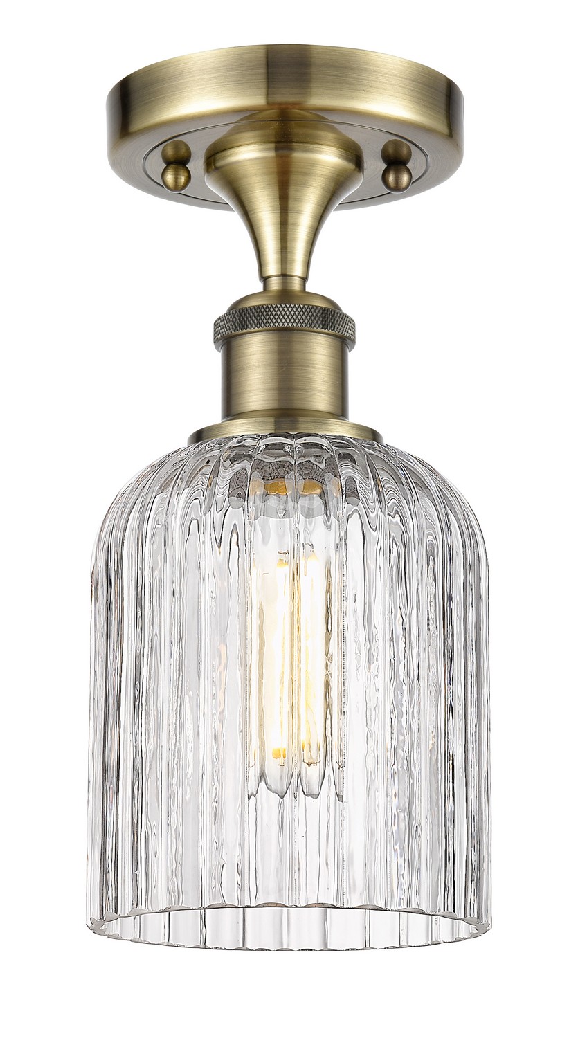 One Light Semi-Flush Mount by Innovations - Ballston Collection, Antique Brass Finish - 516-1C-AB-G559-5CL