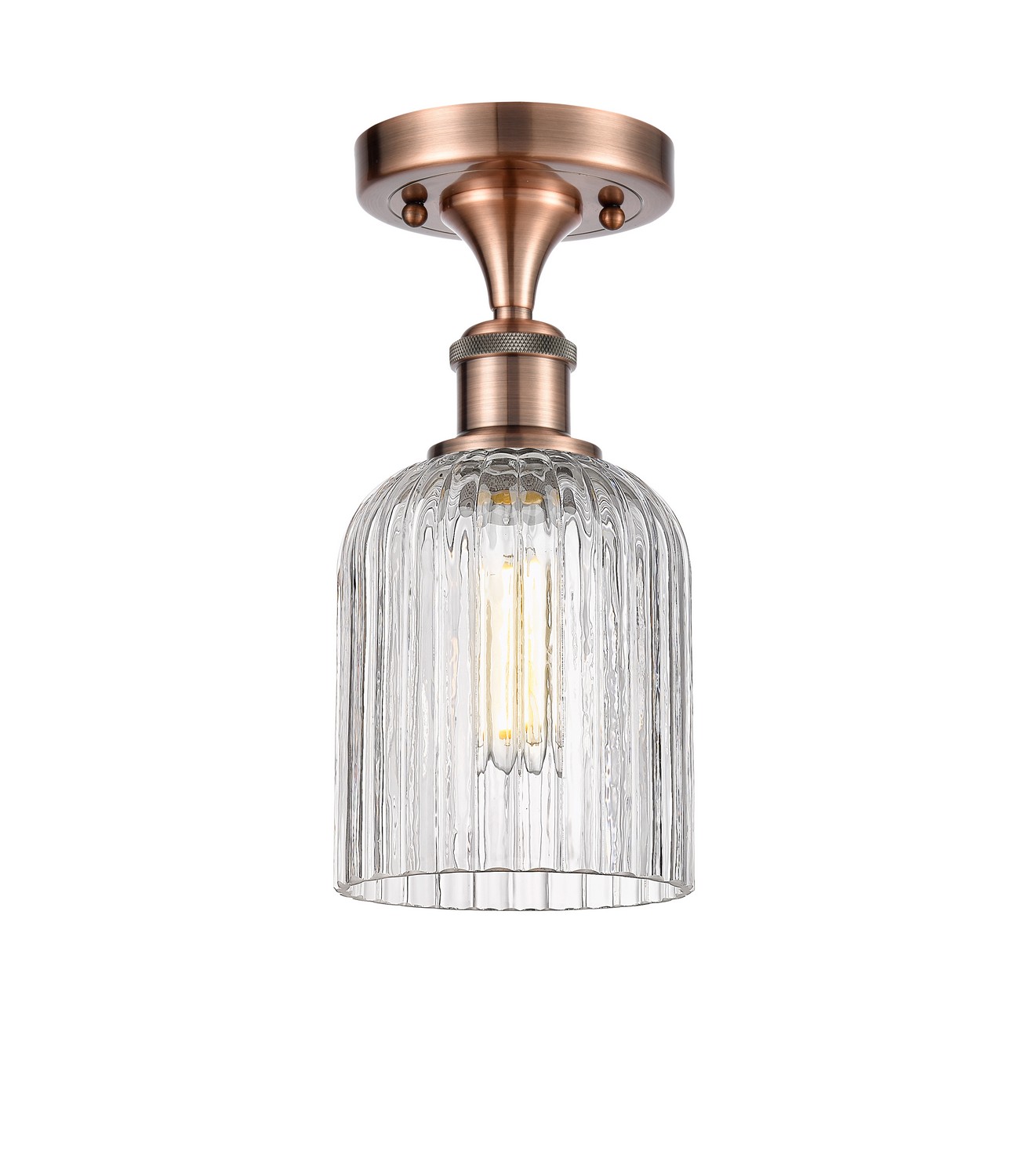 One Light Semi-Flush Mount by Innovations - Ballston Collection, Antique Copper Finish - 516-1C-AC-G559-5CL