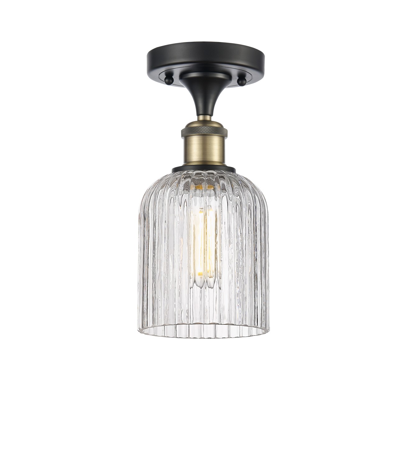 One Light Semi-Flush Mount by Innovations - Ballston Collection, Black Antique Brass Finish - 516-1C-BAB-G559-5CL