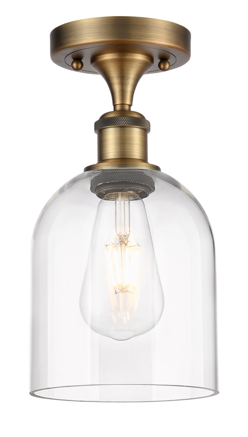 One Light Semi-Flush Mount by Innovations - Ballston Collection, Brushed Brass Finish - 516-1C-BB-G558-6CL