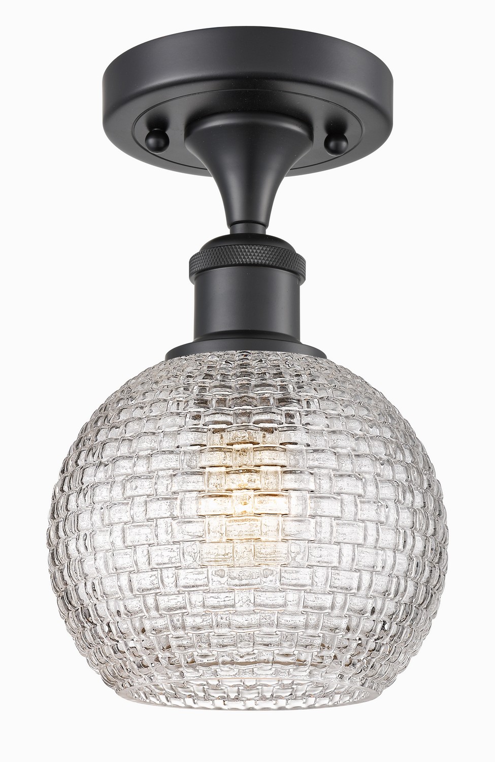 One Light Semi-Flush Mount by Innovations - Ballston Collection, Matte Black Finish - 516-1C-BK-G122C-6CL