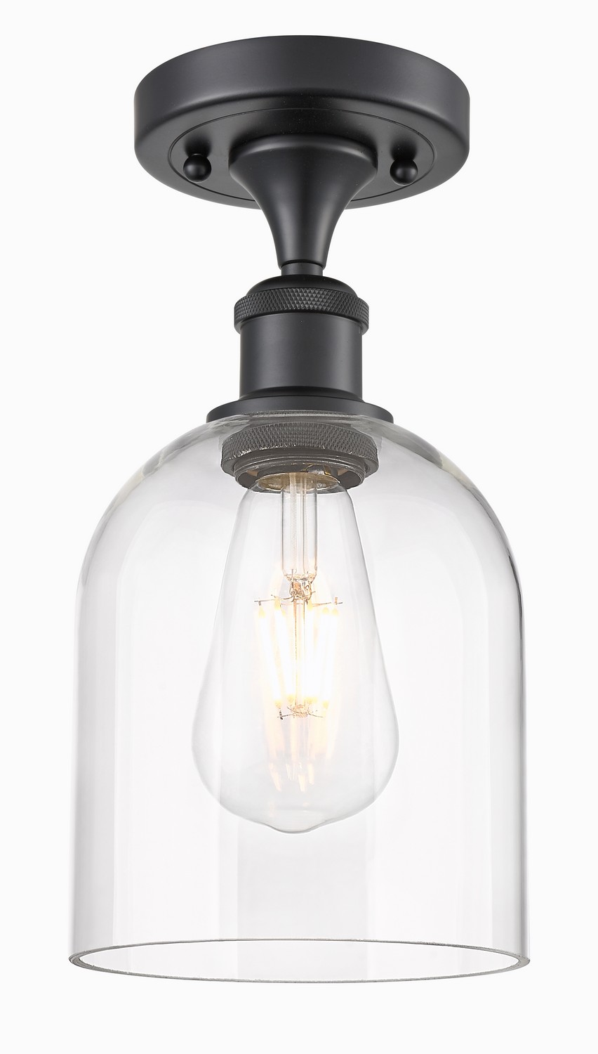 One Light Semi-Flush Mount by Innovations - Ballston Collection, Matte Black Finish - 516-1C-BK-G558-6CL
