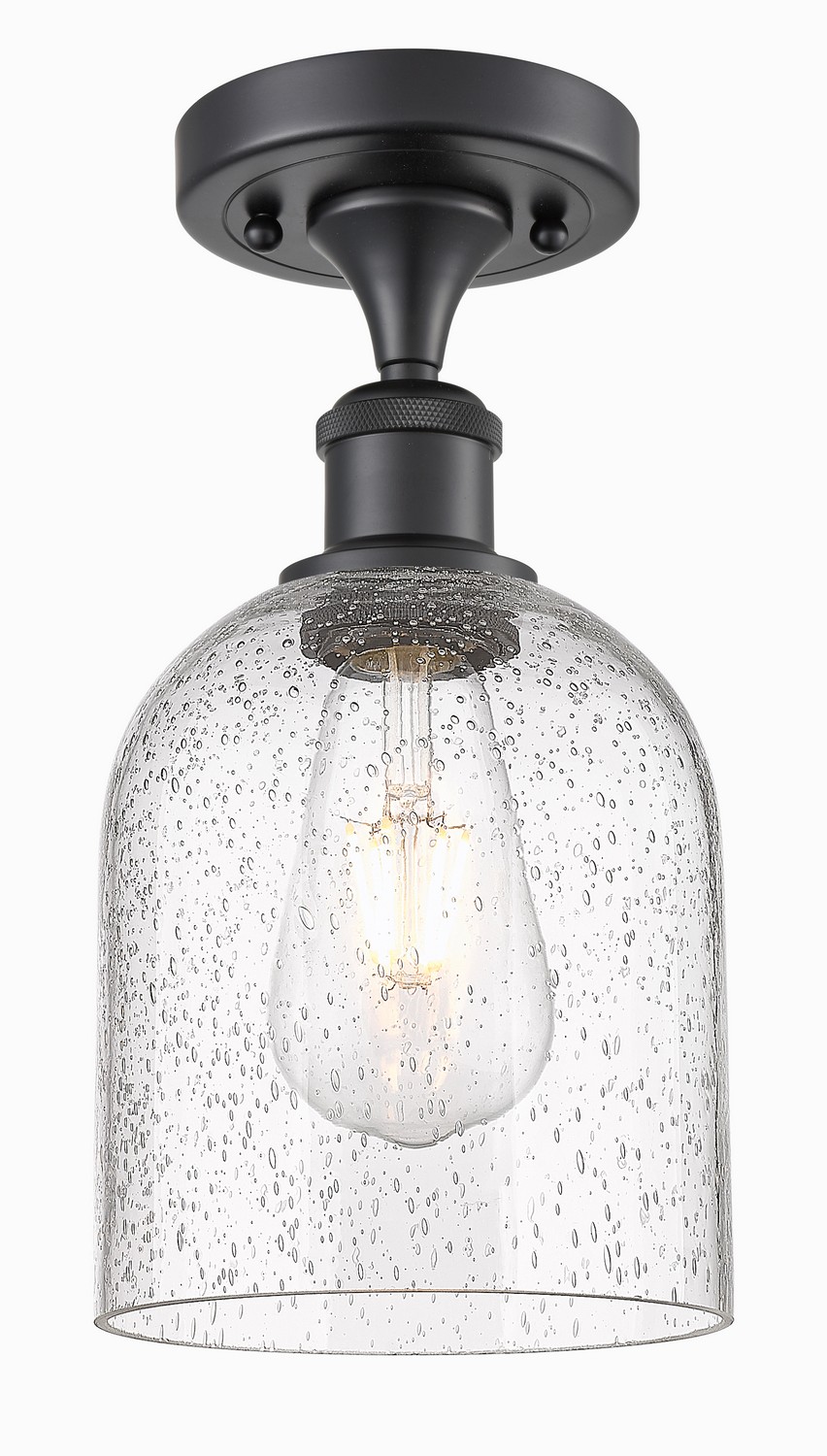 One Light Semi-Flush Mount by Innovations - Ballston Collection, Matte Black Finish - 516-1C-BK-G558-6SDY