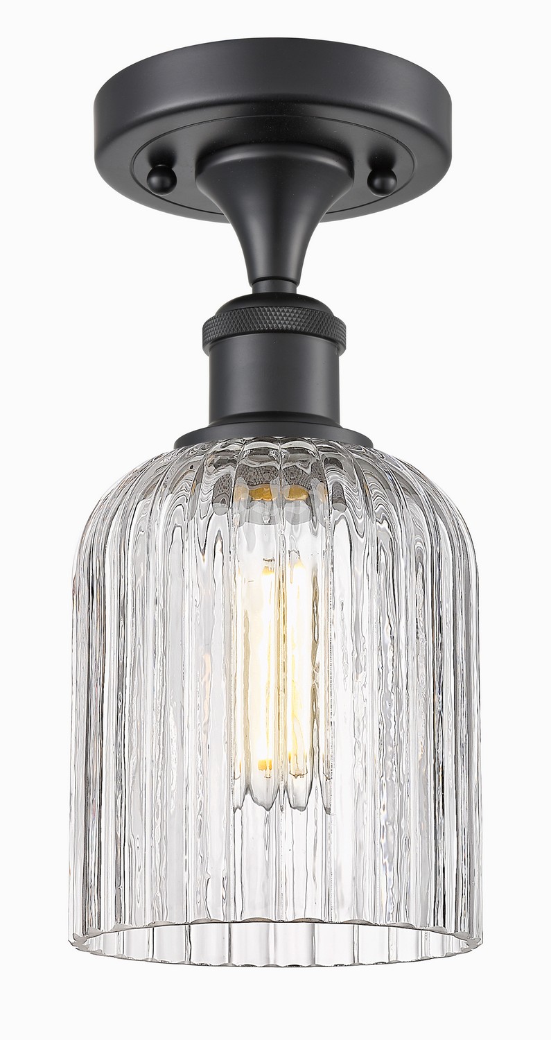 One Light Semi-Flush Mount by Innovations - Ballston Collection, Matte Black Finish - 516-1C-BK-G559-5CL