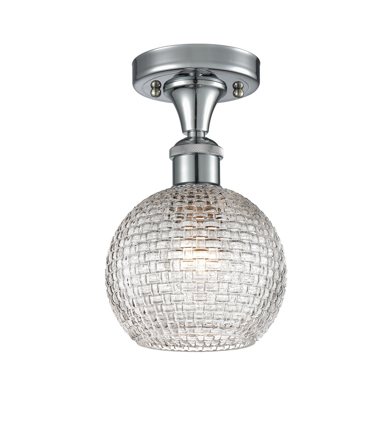 One Light Semi-Flush Mount by Innovations - Ballston Collection, Polished Chrome Finish - 516-1C-PC-G122C-6CL