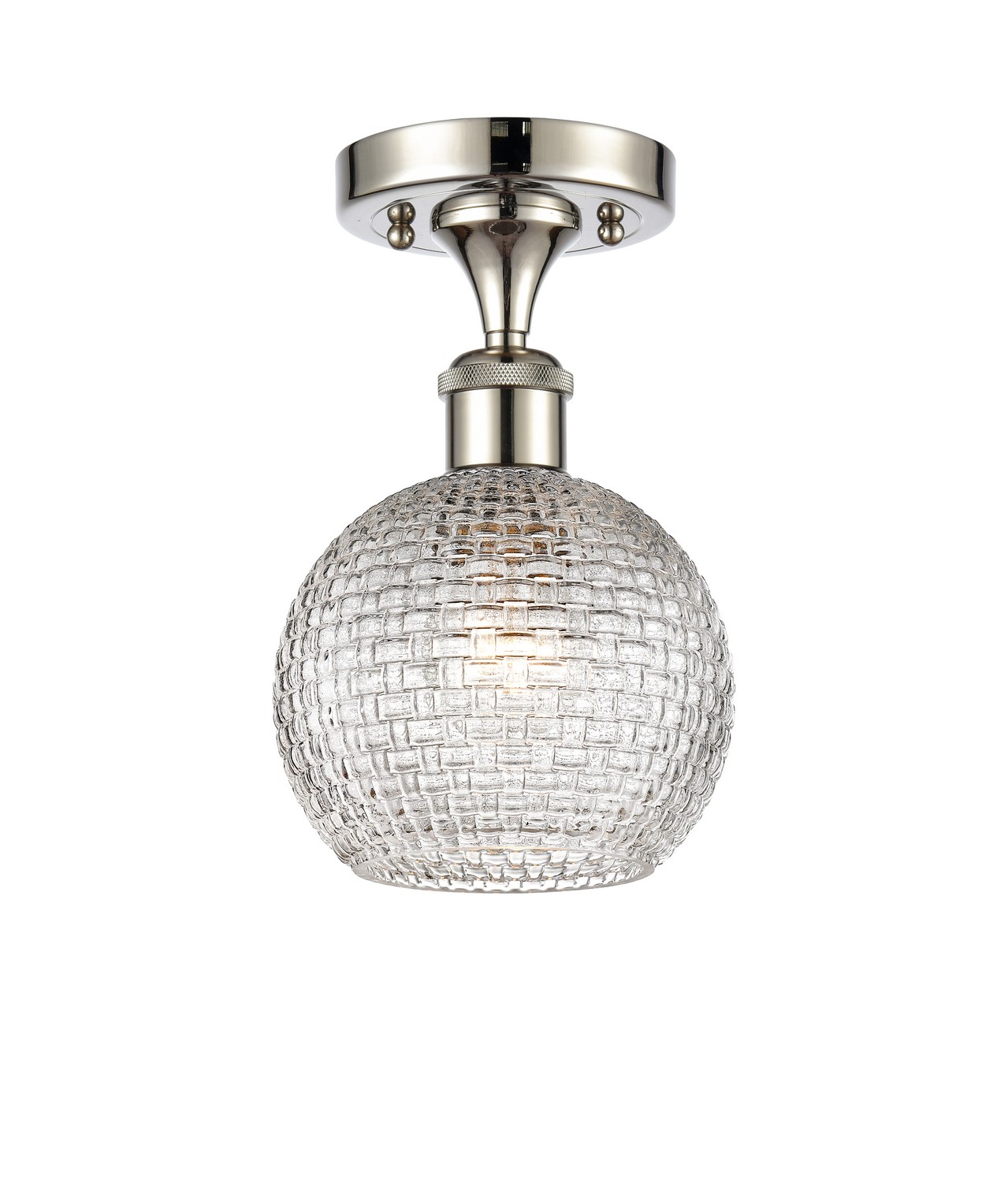 One Light Semi-Flush Mount by Innovations - Ballston Collection, Polished Nickel Finish - 516-1C-PN-G122C-6CL