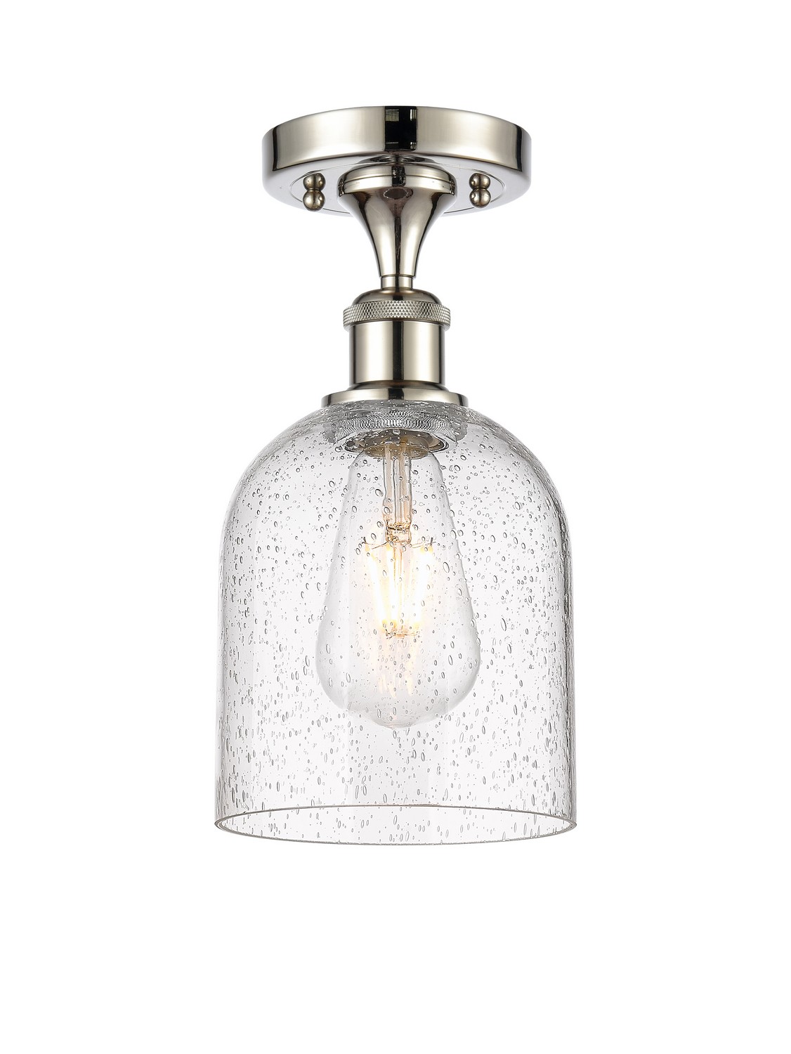 One Light Semi-Flush Mount by Innovations - Ballston Collection, Polished Nickel Finish - 516-1C-PN-G558-6SDY