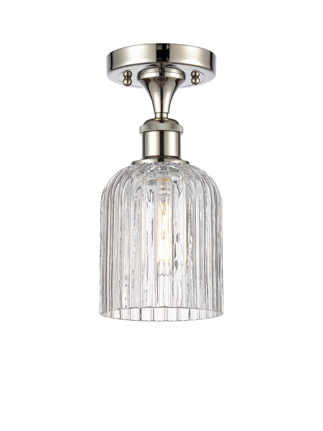 One Light Semi-Flush Mount by Innovations - Ballston Collection, Polished Nickel Finish - 516-1C-PN-G559-5CL