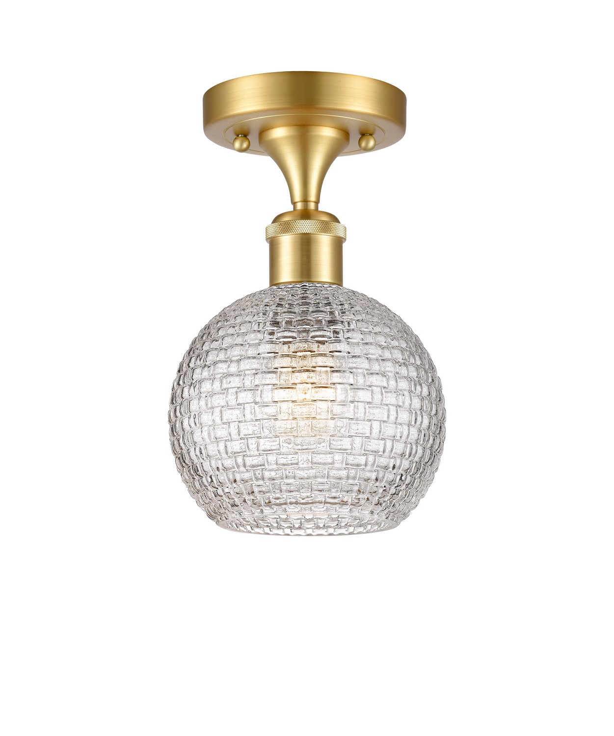 One Light Semi-Flush Mount by Innovations - Ballston Collection, Satin Gold Finish - 516-1C-SG-G122C-6CL