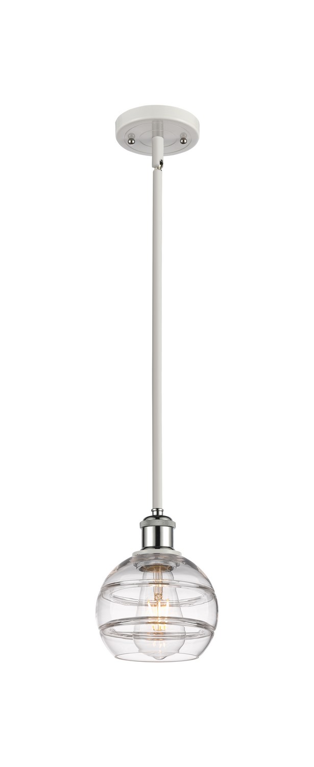 One Light Mini Pendant by Innovations - Ballston Collection, White Polished Chrome Finish - 516-1S-WPC-G556-6CL