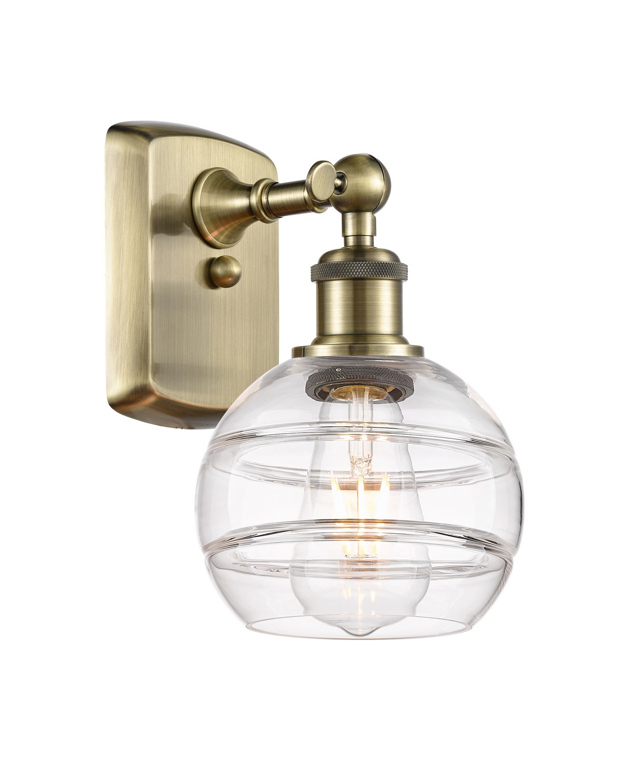One Light Wall Sconce by Innovations - Ballston Collection, Antique Brass Finish - 516-1W-AB-G556-6CL