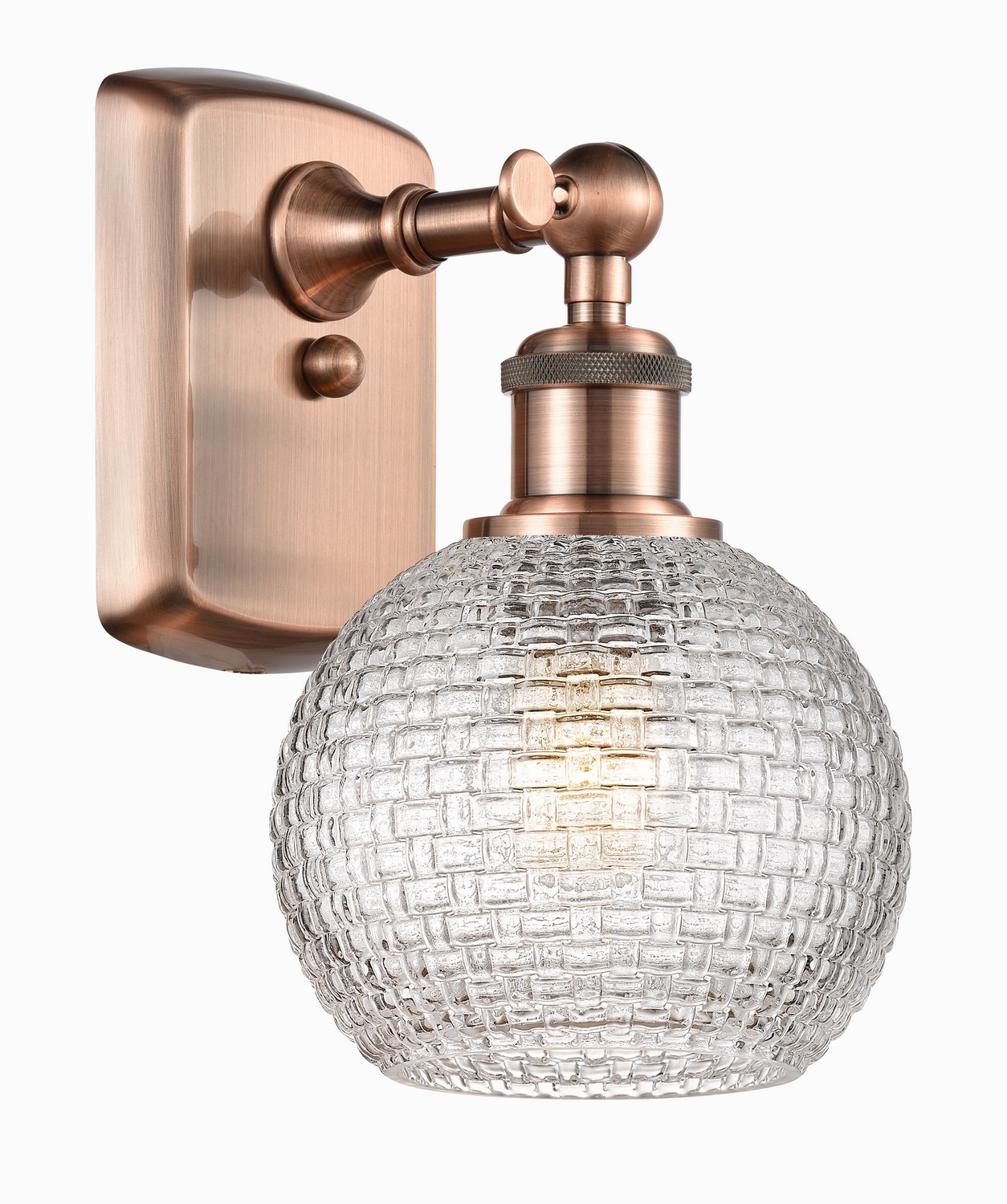 One Light Wall Sconce by Innovations - Ballston Collection, Antique Copper Finish - 516-1W-AC-G122C-6CL