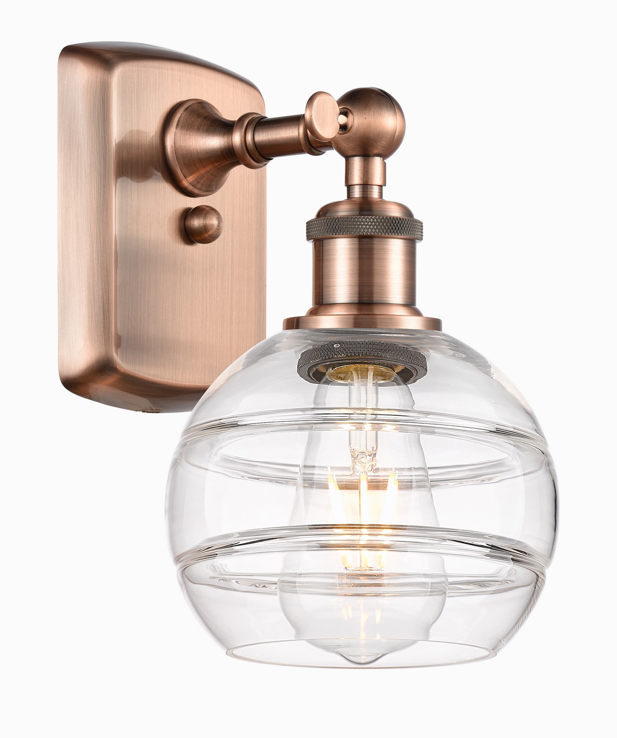 One Light Wall Sconce by Innovations - Ballston Collection, Antique Copper Finish - 516-1W-AC-G556-6CL