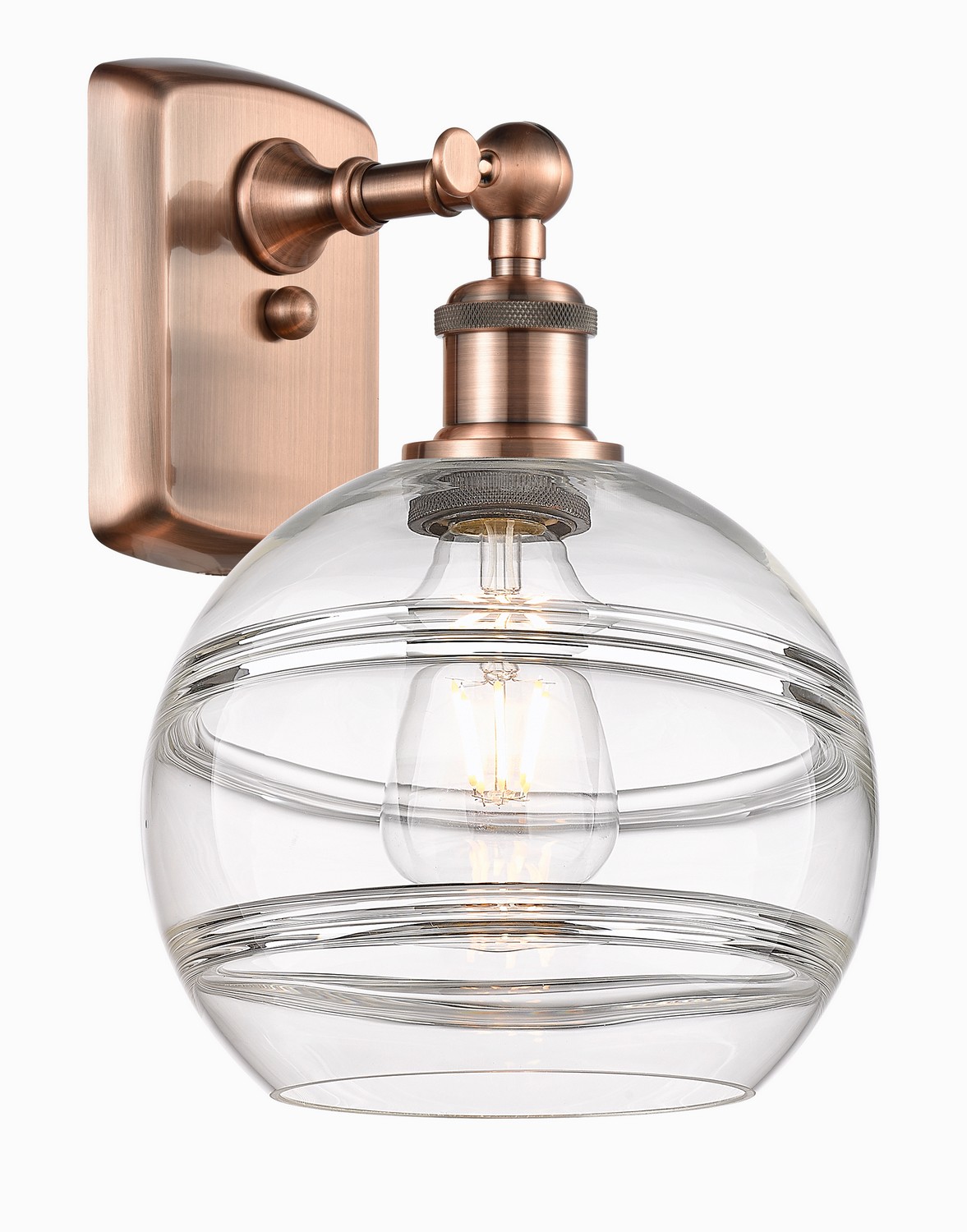 One Light Wall Sconce by Innovations - Ballston Collection, Antique Copper Finish - 516-1W-AC-G556-8CL