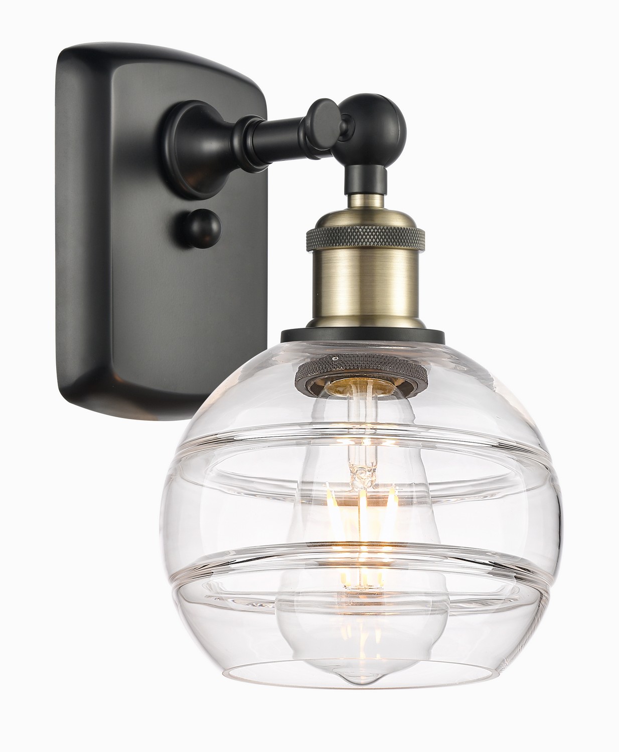 One Light Wall Sconce by Innovations - Ballston Collection, Black Antique Brass Finish - 516-1W-BAB-G556-6CL