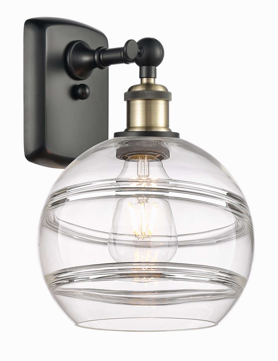 One Light Wall Sconce by Innovations - Ballston Collection, Black Antique Brass Finish - 516-1W-BAB-G556-8CL
