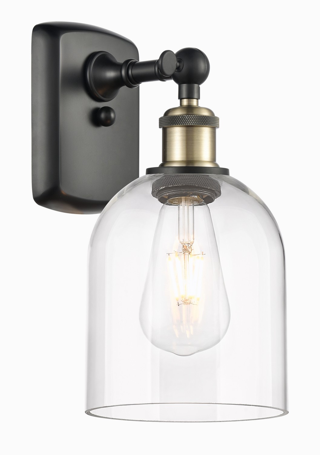 One Light Wall Sconce by Innovations - Ballston Collection, Black Antique Brass Finish - 516-1W-BAB-G558-6CL