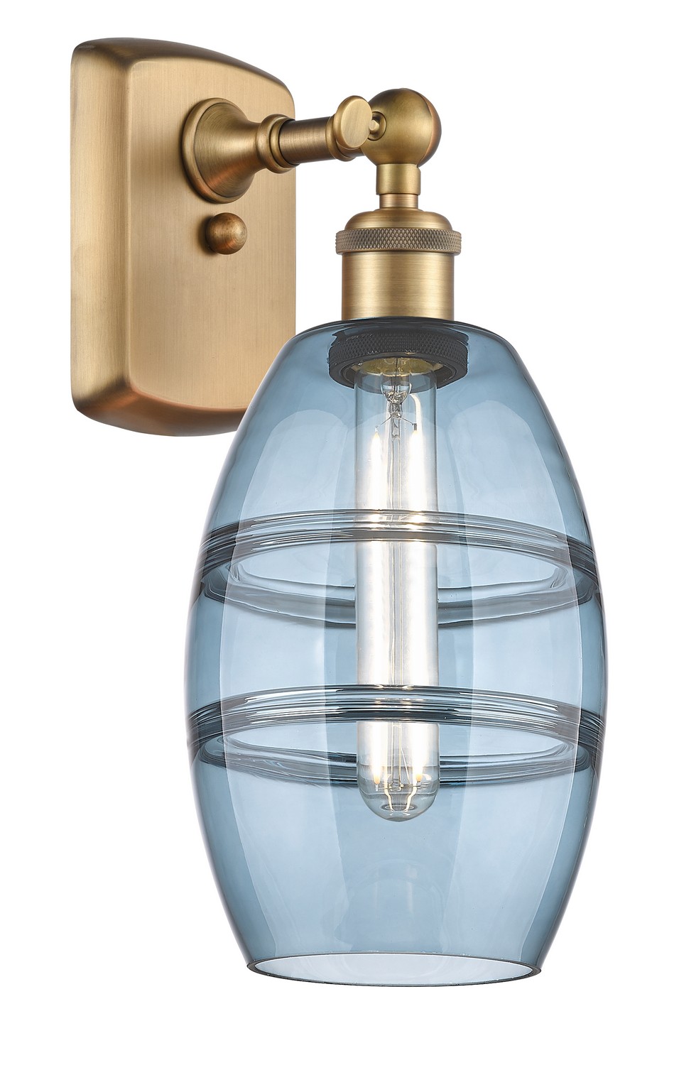 One Light Wall Sconce by Innovations - Ballston Collection, Brushed Brass Finish - 516-1W-BB-G557-6BL