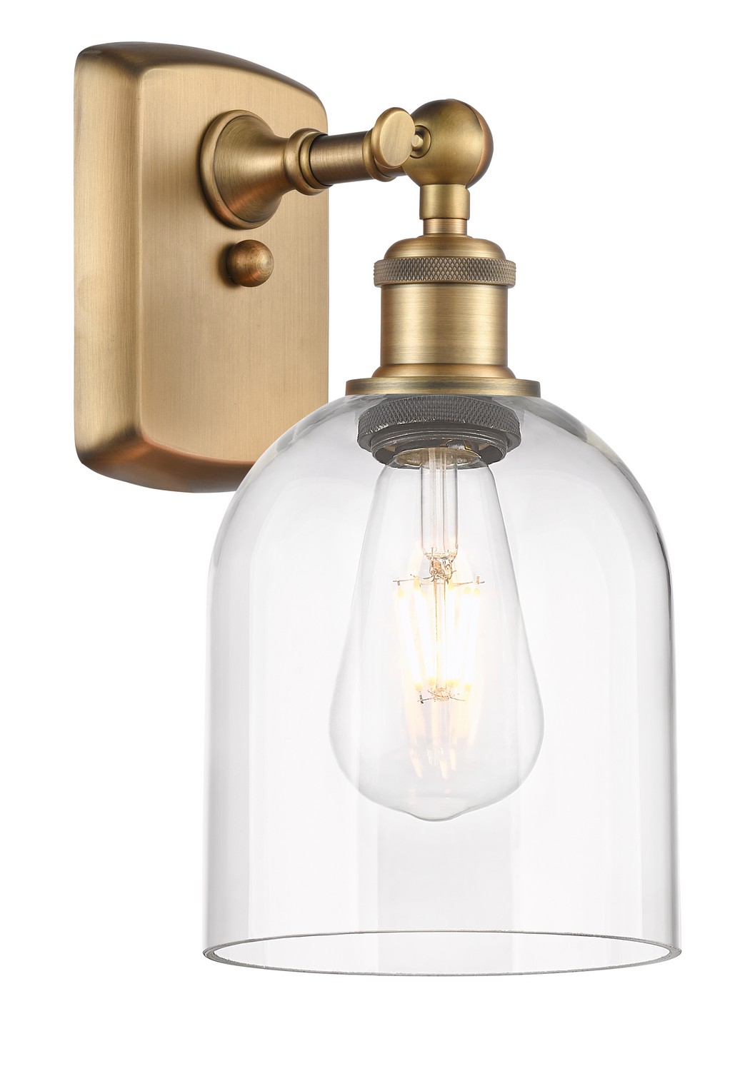 One Light Wall Sconce by Innovations - Ballston Collection, Brushed Brass Finish - 516-1W-BB-G558-6CL