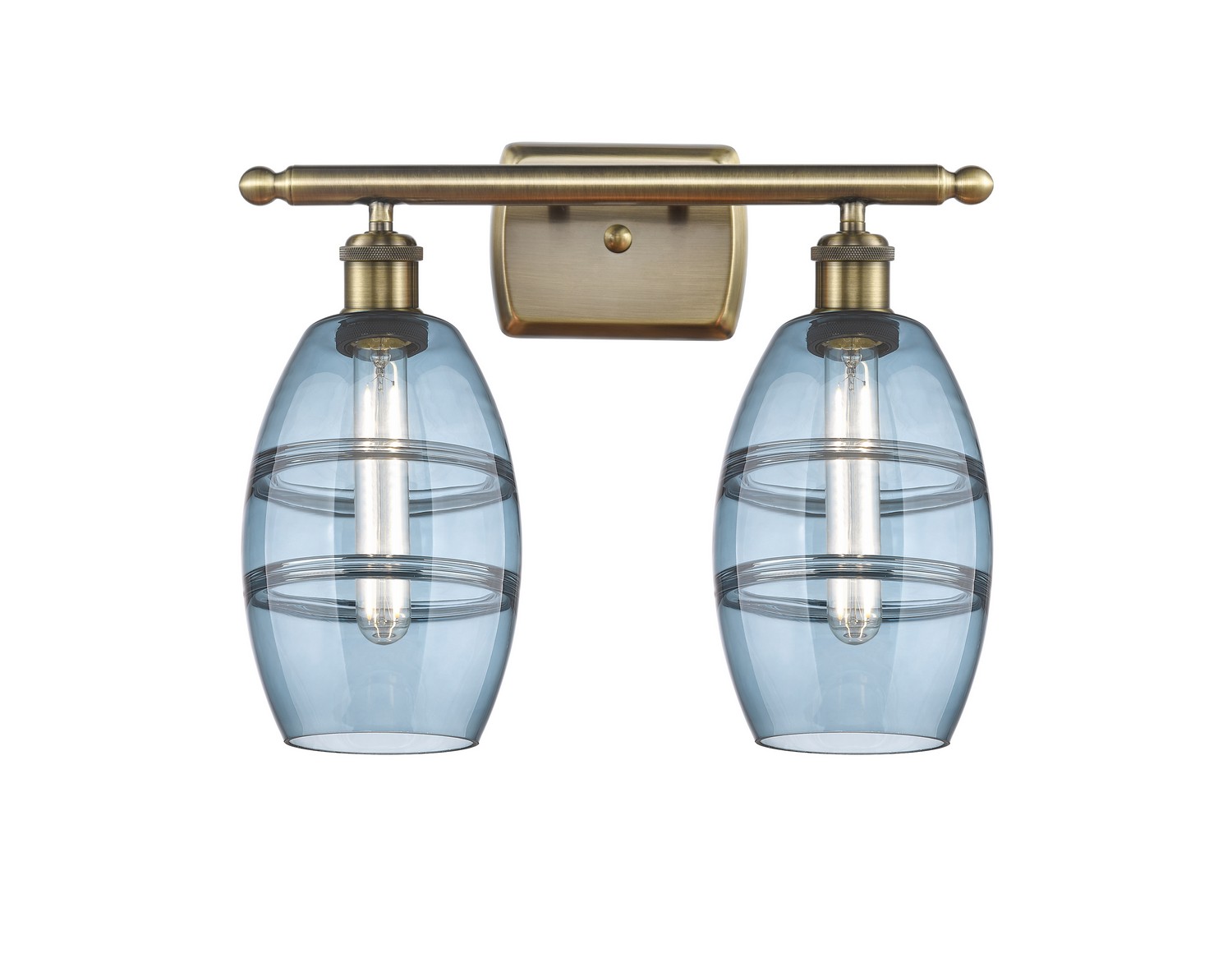 Two Light Bath Vanity by Innovations - Ballston Collection, Antique Brass Finish - 516-2W-AB-G557-6BL