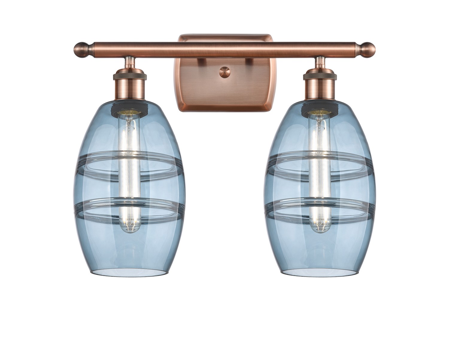 Two Light Bath Vanity by Innovations - Ballston Collection, Antique Copper Finish - 516-2W-AC-G557-6BL