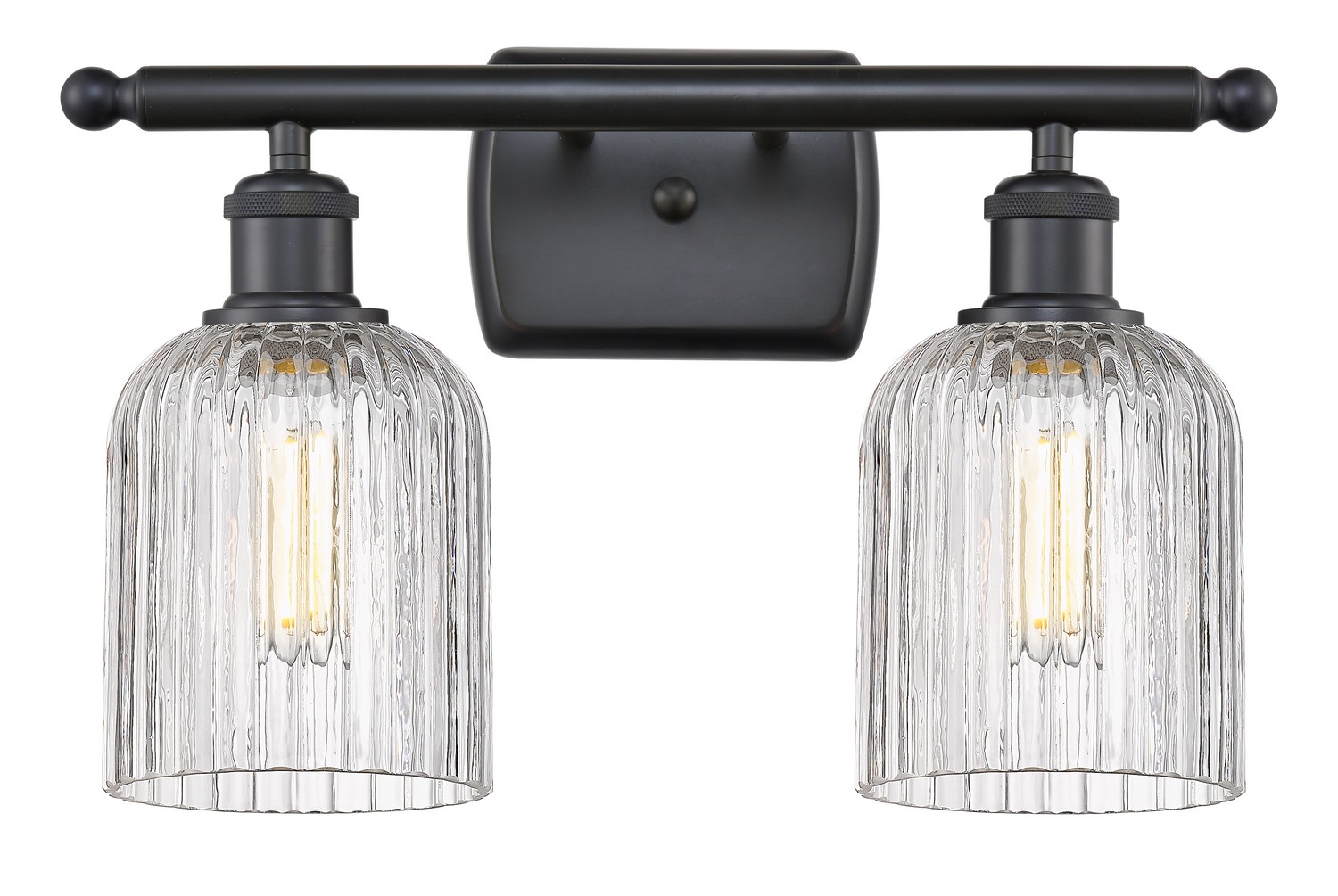 Two Light Bath Vanity by Innovations - Ballston Collection, Matte Black Finish - 516-2W-BK-G559-5CL