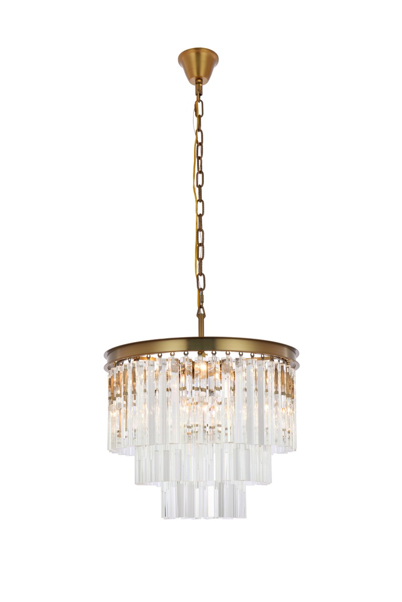 Photos - Chandelier / Lamp Elegant Lighting satin gold Nine Light Chandelier from the Sydney Collection 1201D20SG/RC