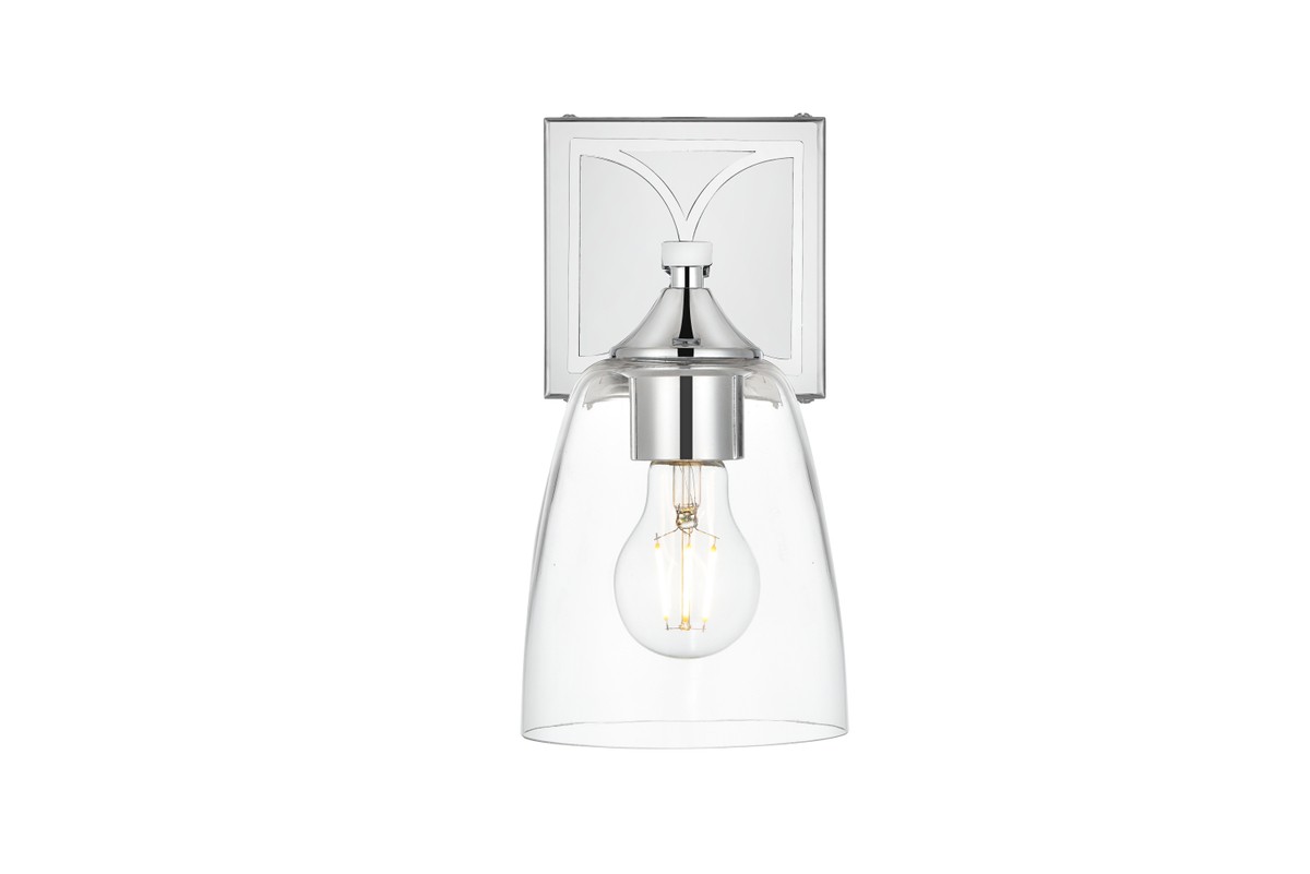 Photos - Chandelier / Lamp Elegant Lighting Chrome and Clear One Light Bath Sconce from the Harris Collection LD7309W5CH