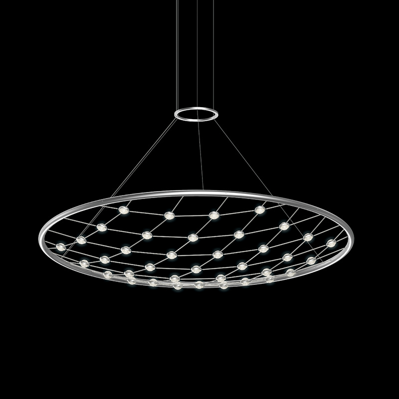 Bright Satin Aluminum LED Pendant from the Constellation Collection