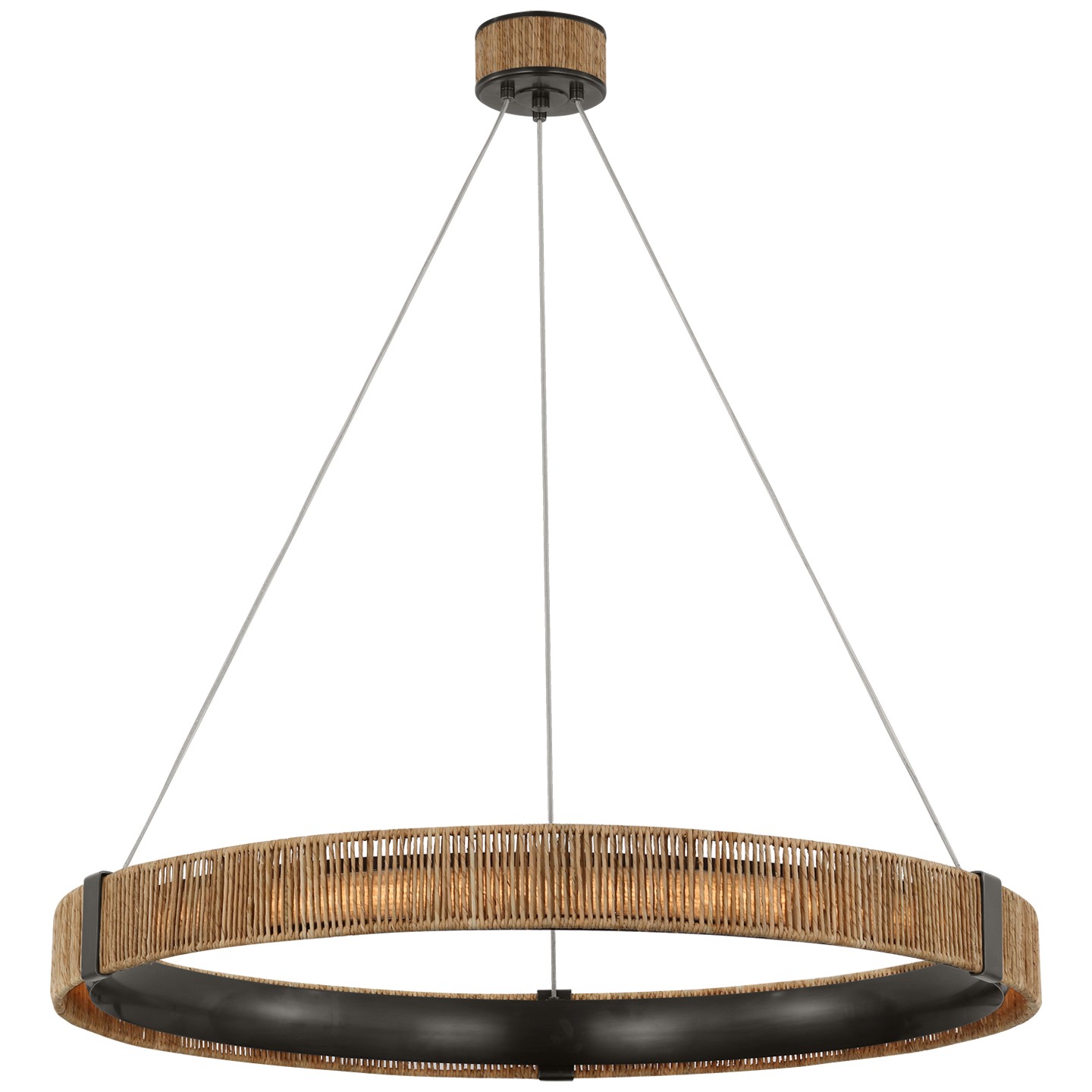 Visual Comfort Signature Kayden LED Chandelier in Bronze and Natural Abaca - CHC 5040BZ/NAB